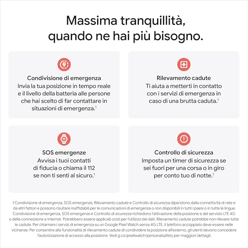 Google Pixel Watch 4 (45 mm) - Smartwatch Android con tracker per fitness e benessere, e assistente virtuale Gemini - Cassa in alluminio grigio argento - Cinturino sportivo grigio argento - LTE - Vista 10