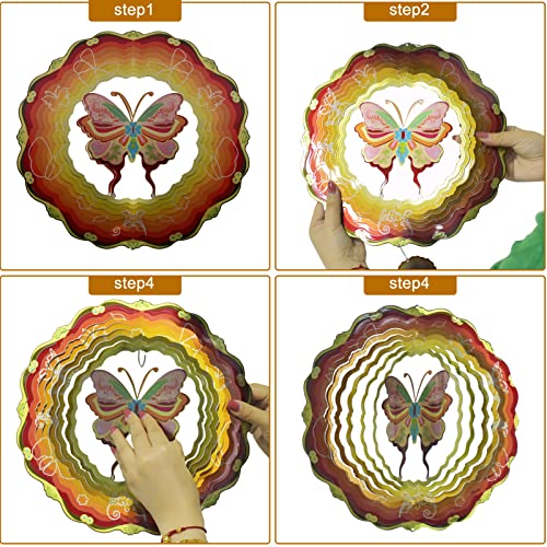 Butterfly Wind Spinner 12 Inch 3D Stainless Steel Wind Sculpture Hanging Wind Spinner For Outdoor & Indoor Decorations Butterfly Art Ornament Wind Spinners For Yard And Garden #TOP5
