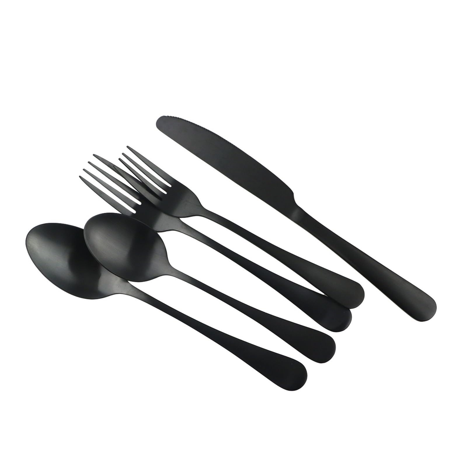 Set de table 6Pcs, couverts en acier inoxydable noir mat