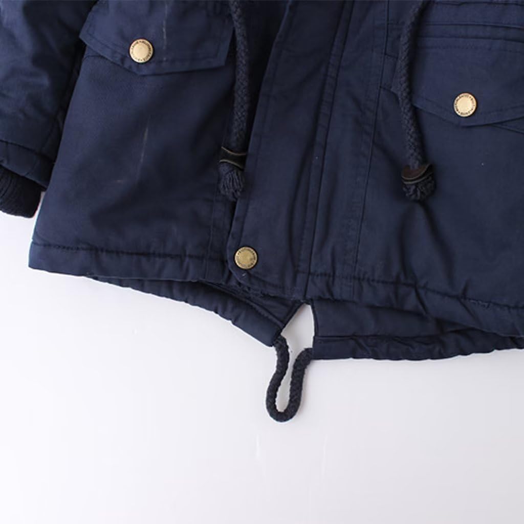 linboo Enfant Garçon Manteau Chaud Blouson à Capuche Hoodie Parka Doublure Polaire Epais Veste d'Hiver pour Bébé Garçon Fille