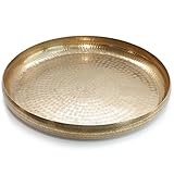 dekoschale gold gehämmert Maße: D 43 cm, H 5,5 cm \'Dekoteller GOLDEN GINNY - Metallteller (43 cm)\'