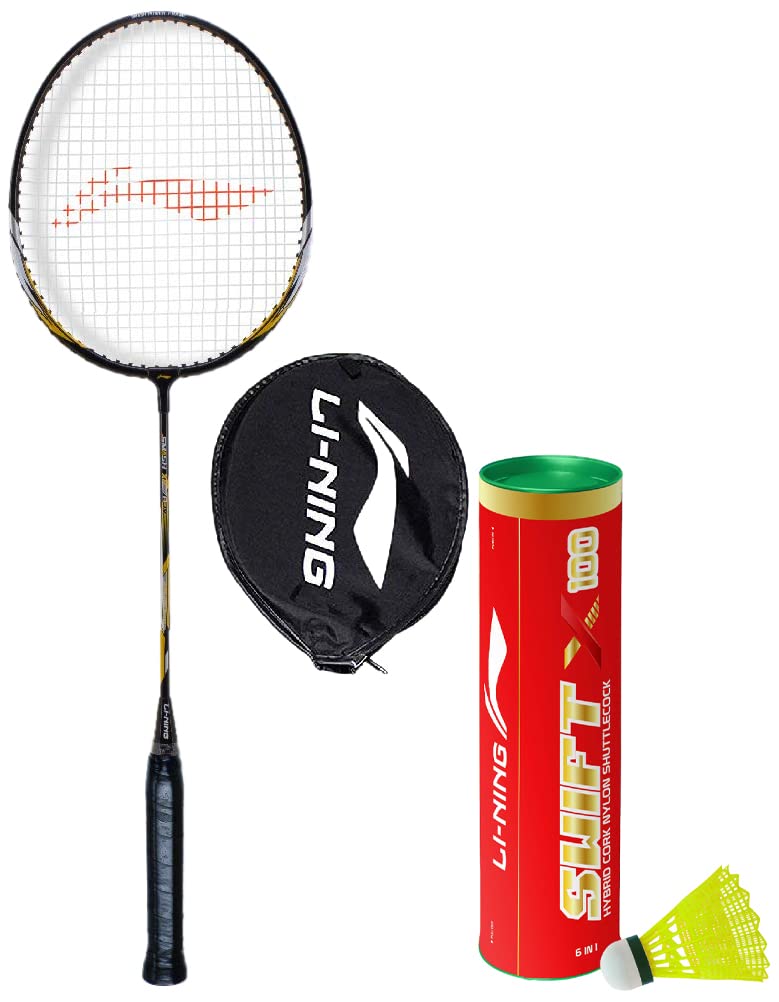 Li-Ning XP-IV Aluminum Strung Badminton Racket with Free Head Cover & Nylon Shuttlecock (Black; Yellow, Slow Speed) (B08VL335TQ) Amazon Price History, Amazon Price Tracker