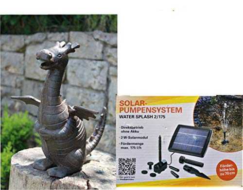 powershop11 Wasserspeier Drache Guß mit Solarpumpe Cover