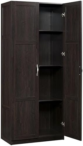 Miniatura 4 de Pemberly Row Gabinete de almacenamiento de estilo tradicional de 29" W, gabinete de despensa, gabinete de lino con estantes en cereza canela