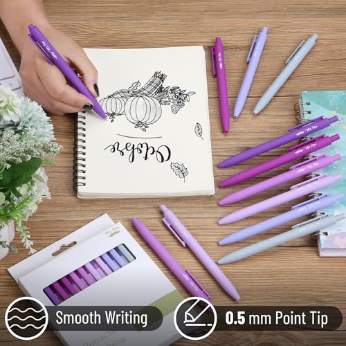 Image of Mr. Pen- Retractable Gel Pens, 12 Pack, Black Ink, Lavender Legacy Barrel | Fine Point 0.5mm, Fast Dry, Smooth Writing, Cute Pens for Drawing, Writing Planner and School Supplies