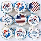 Cyodoos 40PCS Edible Independence Day Cupcake Toppers 4th of July USA God Bless the USA Patriotic Cupcake Picks Toothpicks Decorations for Independence Day Party Supplies
