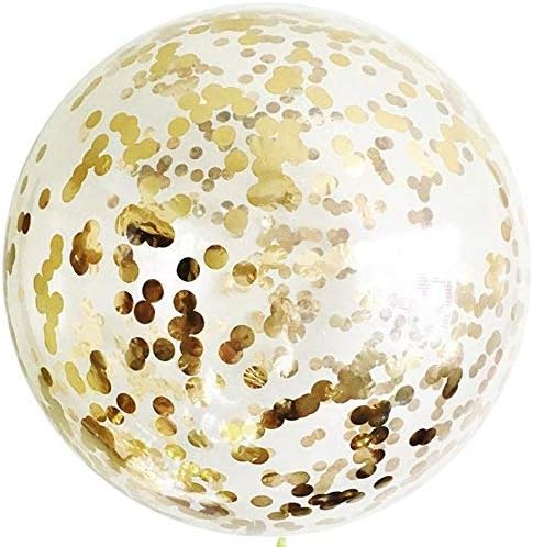 Letsparty BCARICH 36 inch Round Confetti (Gold) Balloons 5pcs Balloons for Party Decorations or Festival