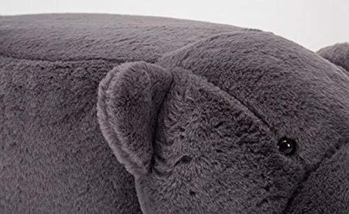 Animal Ottoman Footrest Velvet Upholstered Footstool with Detachable Cover and 4 Wooden Legs for Kids or Adults Can Bear 100kg Gray (White)