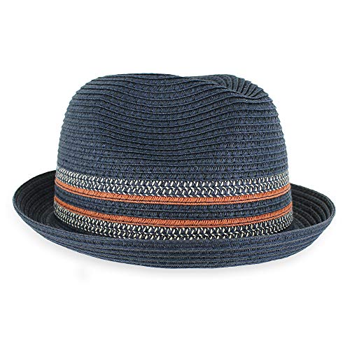 Image of Belfry Men /Women Summer Straw Pork Pie Trilby Fedora Hat in Blue, Tan, Black