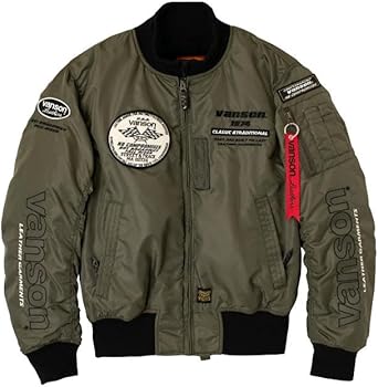 Amazon.co.jp: [バンソン] MA-1ジャケット グレー/ホワイト 3XL