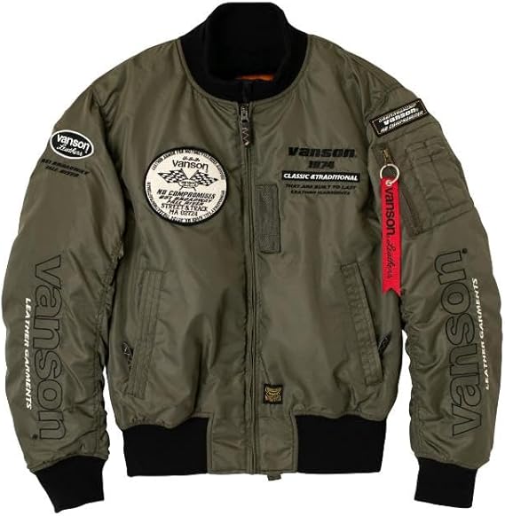 Amazon.co.jp: [バンソン] MA-1ジャケット グレー/ホワイト 3XL
