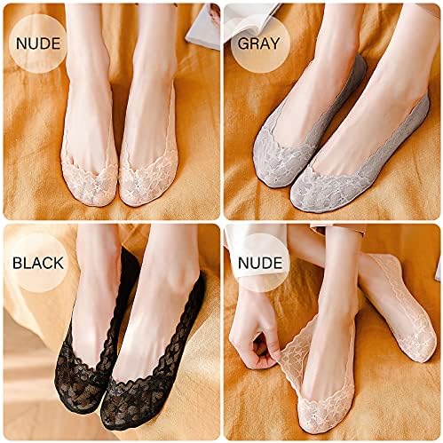 TAGVO 6 Pairs No Lace Show Socks for Women, Ladies Ultra Low Cut Liner Invisible Socks, Non slip Ultra Soft Breathable Ankle Socks Boat Socks for Loafers Sneakers Flats Boat Shoes -Universal Size