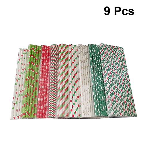 UPKOCH 27 conjuntos de tema padrão novidade papel Natal descartável para canudos de festa de anivers