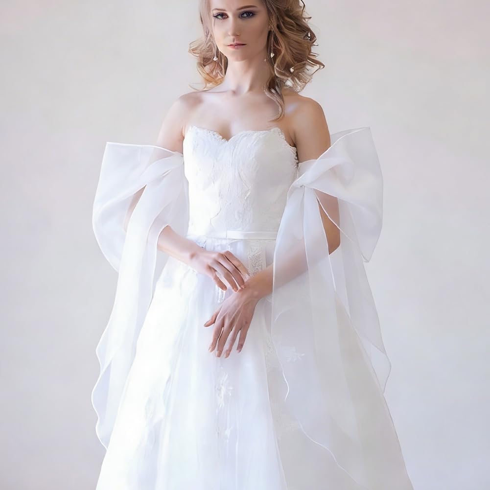 Detachable Tulle Sleeves for Women Long Tulle Gloves Sheer Puffy Bridal Arm Covers Accessories for Wedding Dress