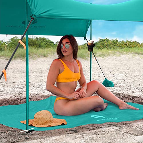 Red Suricata Family Beach Tent & Beach Canopy, Matching Sand Free Beach Mat Blanket & 2 Beverage Holders Bundle - Upf50 Uv Sun Shade Shelter (Large, Turquoise) #TOP15