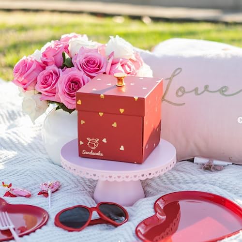 Love Butterfly Explosion Gift Box by Send A Cake – Flying Butterfly Surprise with Flower Shower & Red Velvet Mini Bundt Cake – Ready to Gift Birthday Surprise for Women, Men, Mom, Dad, Friends & Kids - Thumbnail 7