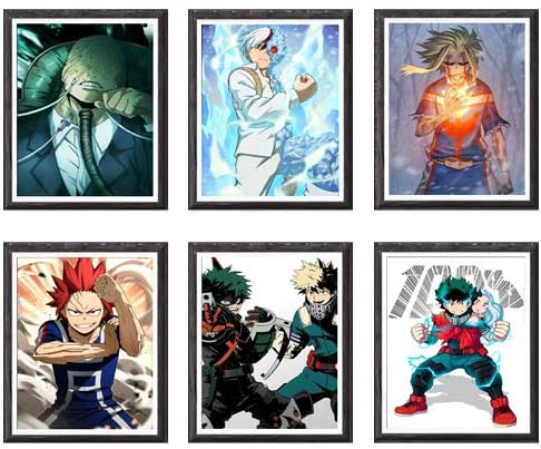 MS Fun Hero Legend Hero of Izuku Shouto Katsuki Anime Art Prints Wall Decor,8 x 10 Inches,No Frame,Set of 6 Pieces