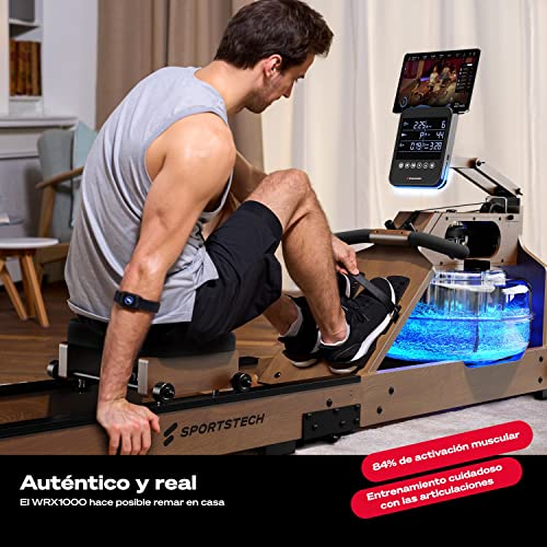 Miniatura 9 de Sportstech - Wrx1000 Agua Maquina De Remo, Premium Maquina De Remo Para Casa, Plegable Maquina Remo Con Tecnología Pulse Depósito De Agua Led De 7 Zonas Y Pantalla Lcd