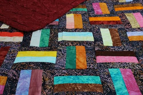Colcha acolchada con estampado de batik y patchwork reversible LOUDelephant para cama matrimonio 4