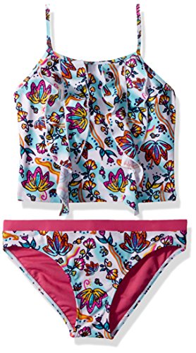 YMI Girls' Waterfall Tankini, Multi-Colored, 14