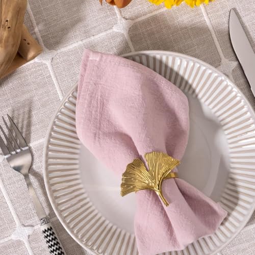 Image of MLMC 4 Pack Pink Cloth Napkins Rustic Washable Cotton Linen Napkins Set of 4 Dusty Pink 17 inchx17 inch Reusable Dinner Napkins Cloth for Wedding Bridal Shower Reception Everyday Use