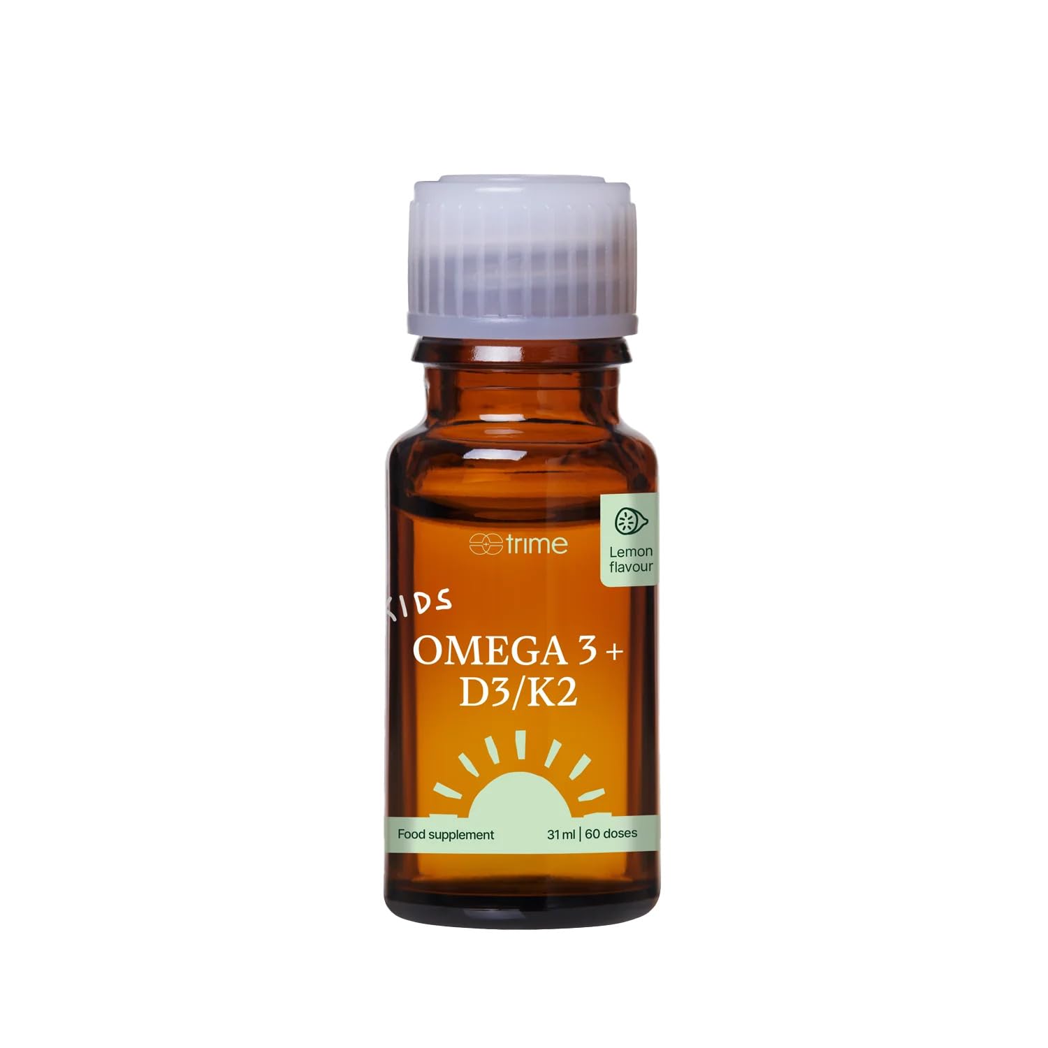 Kids Omega 3 + Vitamin D3 & K2 Tropfen aus Mikroalgen für Kinder | Unterstützung des Immunsystems, Gesunde Entwicklung, 31 ml, 60 Portionen, Zitrone