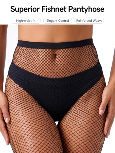 Image of ZINTEDI 2 Pairs Womens Fishnet Stockings High Waist Tights Fishnets Fishnet Tights for Women