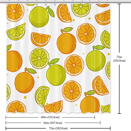 Rideau de douche orange vif et vert citron grand format