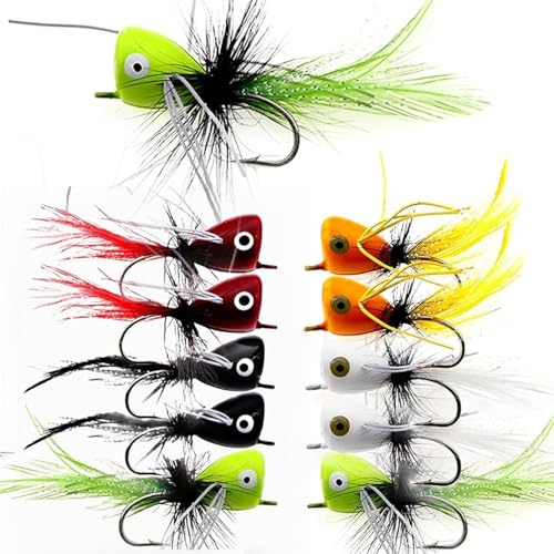 Fly Fishing Poppers,Topwater Popper Flies Bugs Lure, Dry Flies Kit for...