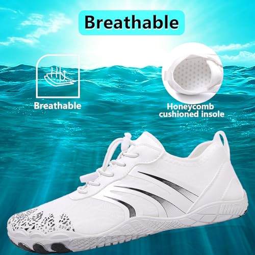 Image of Beach Water Shoes for Women Men Quick Dry Non-Slip Wide Toe Hike Barefoot Footwear for Beach Pool Aqua Swim Surf Walk
