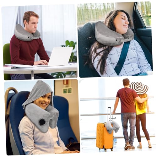 Oreiller gonflable pour cou avec capuche voyage avion