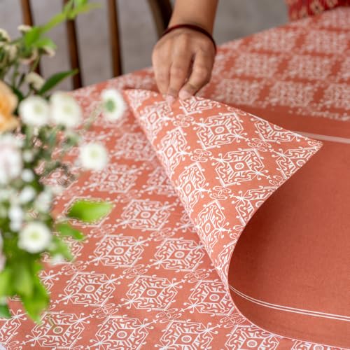 Image of THE YARD HOUSE Placemats - Reversible & Wipeable Cotton Placemats (Agra Red, Set of 4)