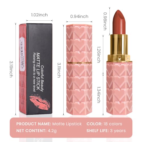 Image of evpct 1Pcs Nude Light Brown Lipstick, Silky Velvet Matte Lipstick Pack Sets for Women, Long Lasting Smudge Proof Lipsticks Lip Stain Makeup Kit matte lipstick 24 hours original N03