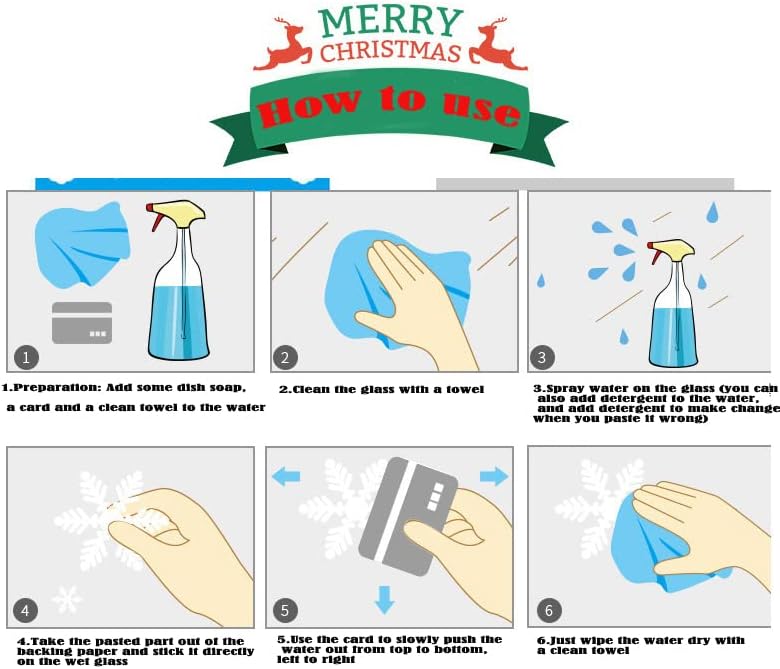 Miniatura 5 de Adhesivos navideños para ventana, 6 hojas, calcomanías de decoración de ventana de Navidad, calcomanías estáticas de PVC para vidrio, calcomanías de