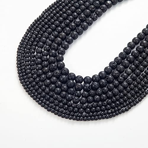 Image of 100Pcs Natural Stone Beads 8mm Lava Beads Round Gemstone Loose Beads with Elastic Bracelet String for Bracelets Necklace Jewelry Making