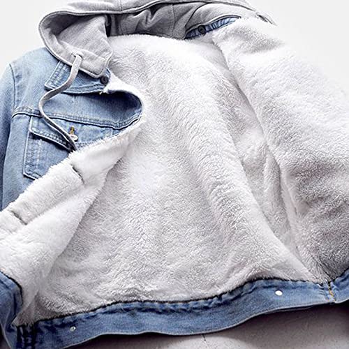 Womens Sherpa Fleece Lined Hoodie Denim Jacket 2022 Winter Jean Jacket Coats Oversized Long Sleeve Trucker Jacket Coat3
