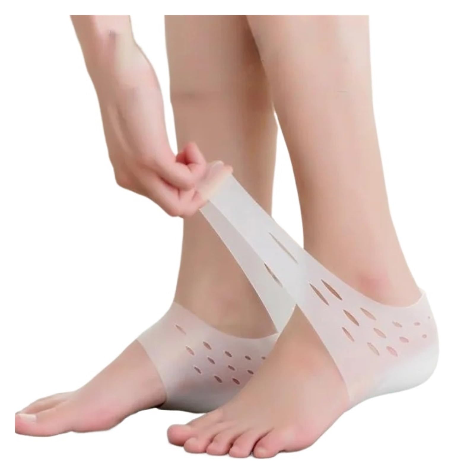 Calcetines de silicona para aumentar la altura, almohadillas de gel para el talón, soporte ortopédico, soporte de arco y talón, almohadilla de masaje de pies, unisex (beige, 2 cm)