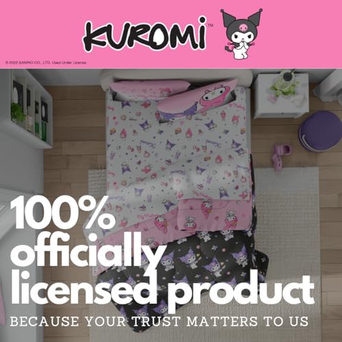 Image of Sanrio Kuromi & My Melody Bedding 7 Piece Super Soft Cozy Reversible Comforter and Sheet Set with Sham, Full, (Officially Licensed Product) By Franco