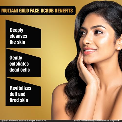Image of Multani Naturals Gold Face Scrub (100ml + 25ml Free) Pack of 2 | Deep Exfoliating Facial Scrub for Glowing Skin | Removes Dead Skin & Blackheads | Suitable for All Skin Types