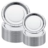 Colarr 120 Pcs Metallic Foil Paper Plates 7'', 9'' Disposable Plates Party Supplies Dinner Plates fo