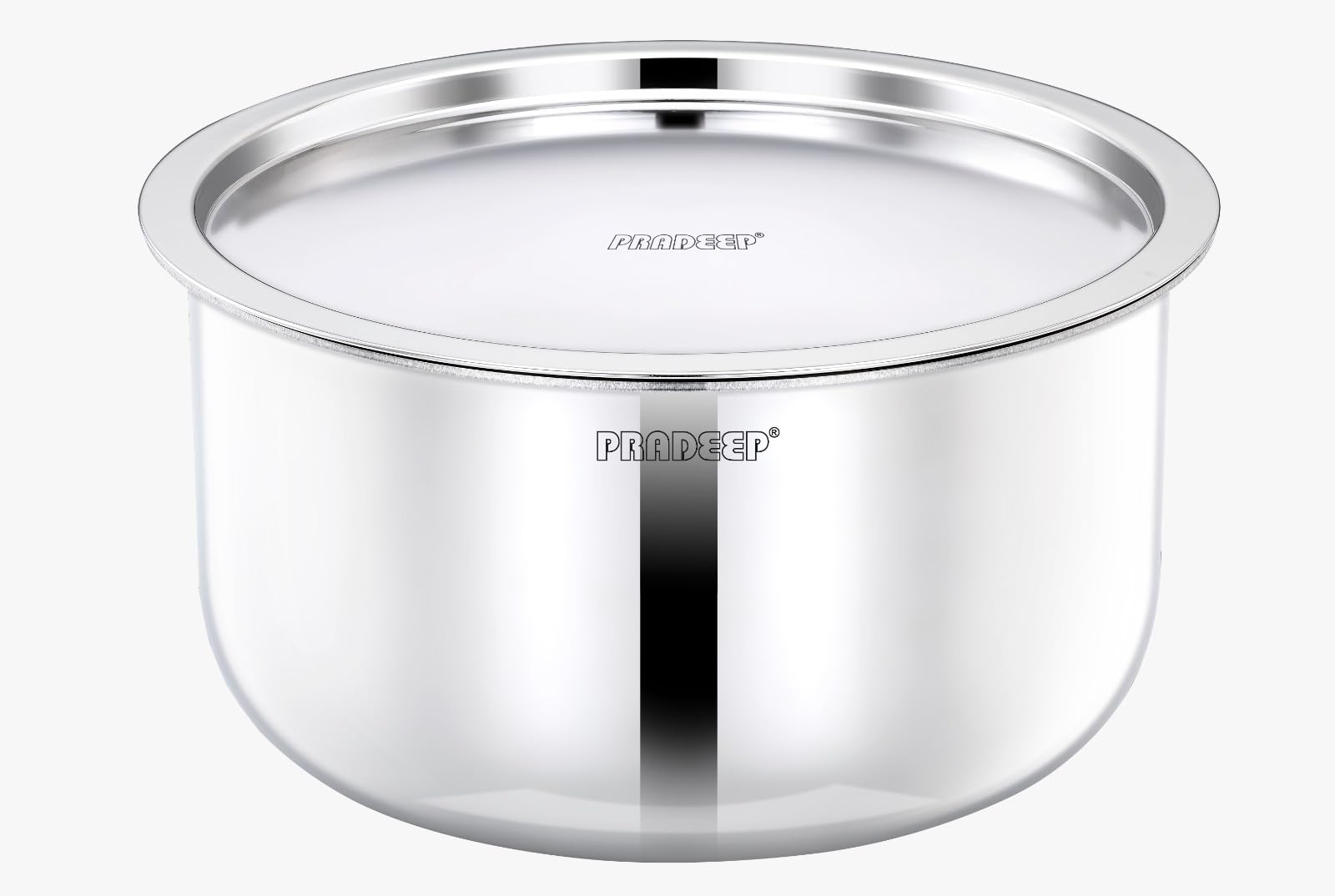 Pradeep Stainless Steel Cookpot with Design Lid | Sandwich Bottom for Even Heating |Elegant SS Design Lid|Induction&Gas Stove Compatible|Biriyani Pot|Rice Cooking Pan| (28-CM, Triply Tope)
