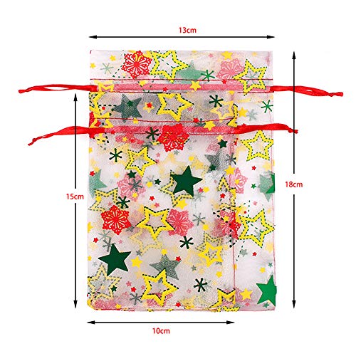 Uteruik Kerstmis Trekkoord Organza Bag Herbruikbare zak Biscuit Snoep Tassen Opslag - Afbeelding 6