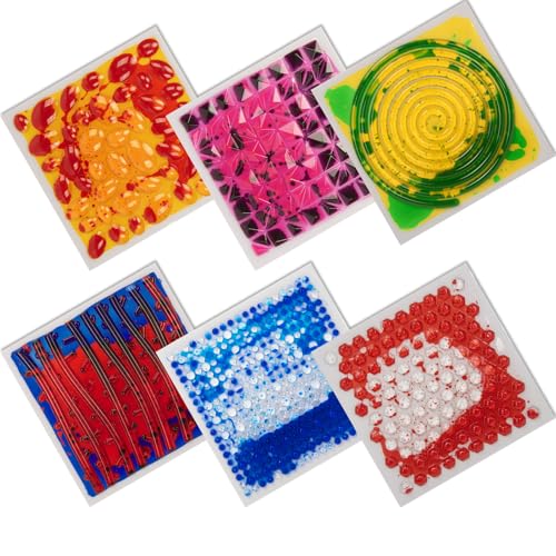 Image of Art3d 11.8”x11.8” Textured Liquid Sensory Flooring Tiles, Interactive Glossy Fusion Play Mats for Kids, Toddler, Teens, Stress Relief & Calming Toys, 6pcs per Set