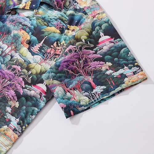 Men's Hawaiian Shirt 100 Cotton Secret Garden Short-Sleeve Aloha Shirt Summer Beach Shirts with Pocket4