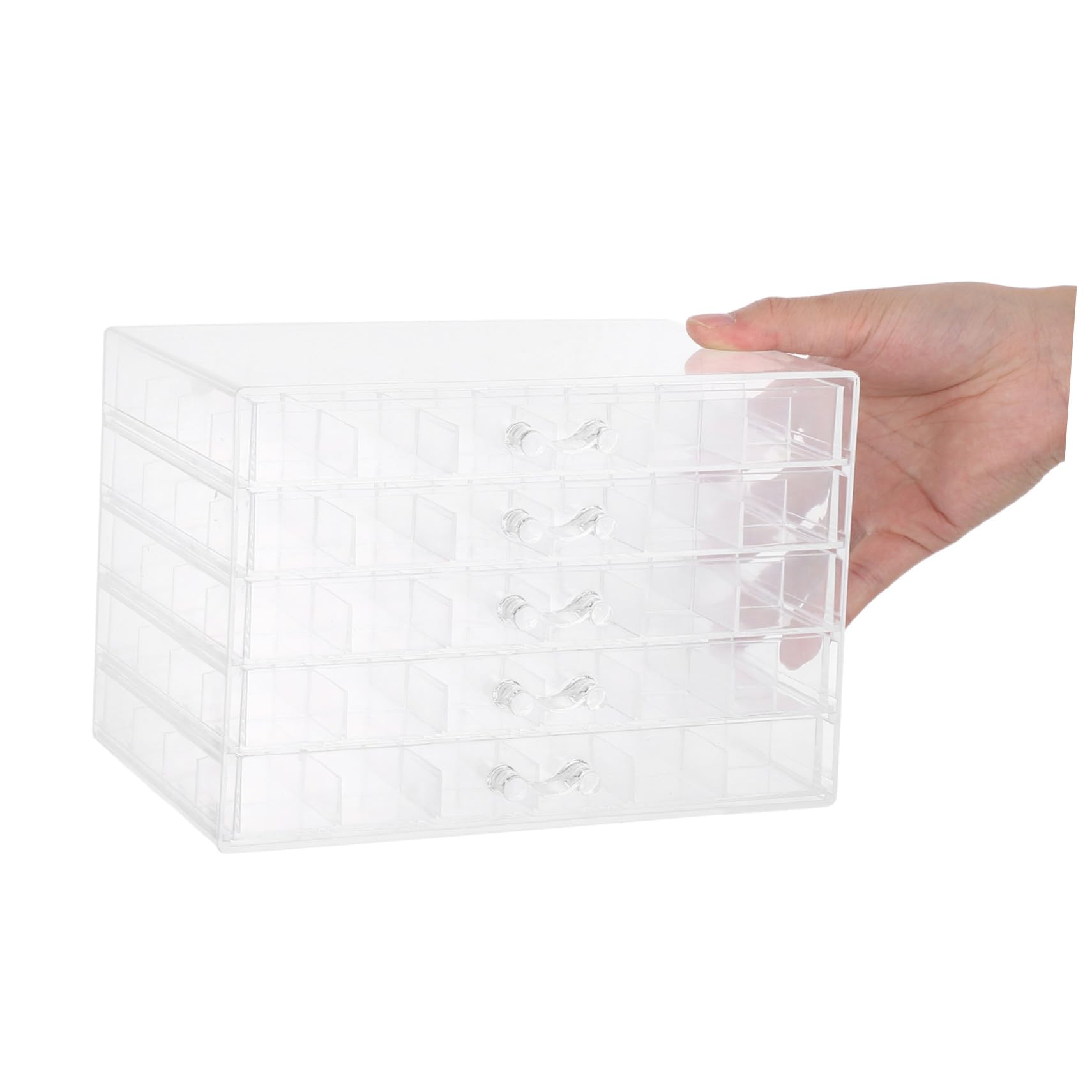Ohrring Aufbewahrungsbox aus Acryl mit 5 Schubladen und 120 Fächern | Transparentes Schmuckkästchen, für Ohrstecker und Ringe, Dekorativer Organizer für Zuhause