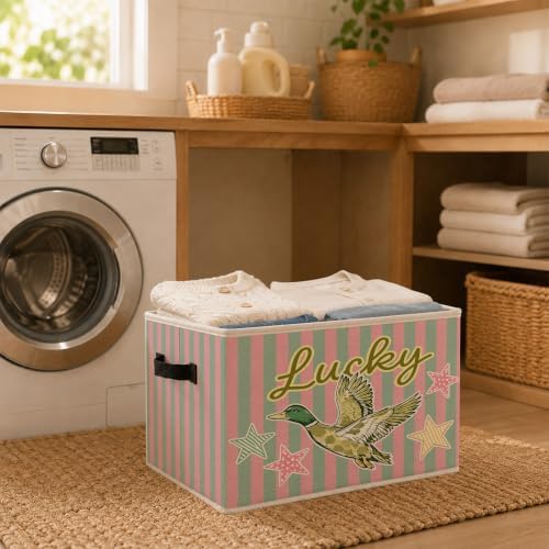 Coastal Preppy Mallard Duck Storage Bins Box with Handles — 사진 5