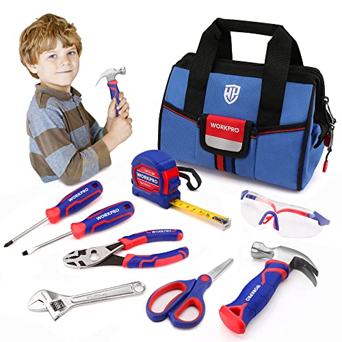 WORKPRO 9-Piece Kids Real Hand Tool Set, Blue by WORKPRO - Used condition - US$30.39