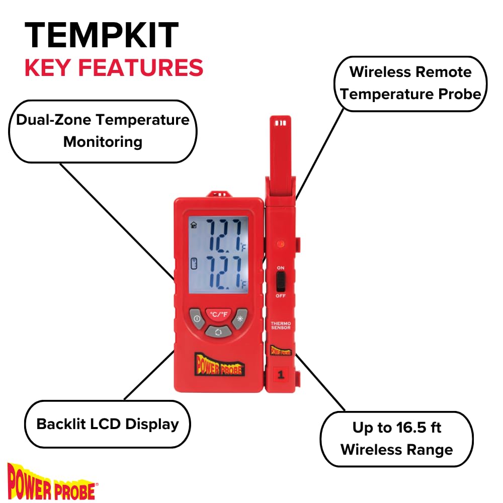 Powerprobe Thermomètre numérique sans Fil TEMPKIT à Double Zone