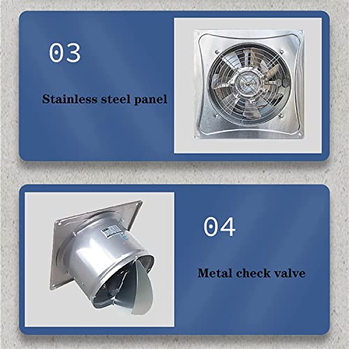 Kitchen Exhaust Fan ​Ventilation Fan Powerful High Speed Stainless Steel Ventilation Fan With Check Valve, Durable Home Kitchen Exhaust Fan Garage Fan (Size : 10In) #TOP5
