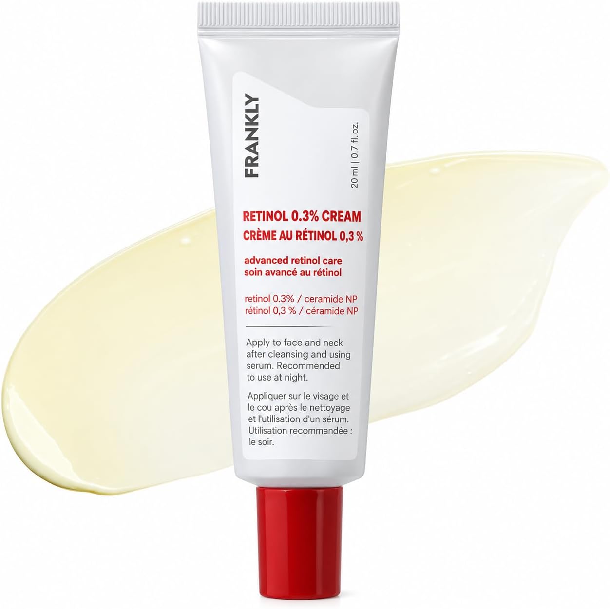 FRANKLY Retinol 0.3% Cream, 0.7 fl oz - Intensive Retinol | Night Cream | Ceramides & Natural Ginseng | Anti-aging, Wrinkles Care, Reduces Congestion and hyperpigmentation | Korean Skin Care